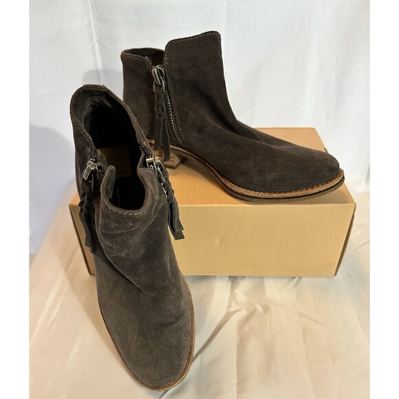 Dolce Vita Women's Sutton Boots Size 8.5 Gray Suede Double Zip Low Block Heel - Picture 3 of 9